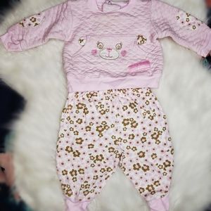 Pink and Brown 2 Piece Baby Sweater and Pants Set